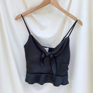 Black Cami Front Tie  Crop Top